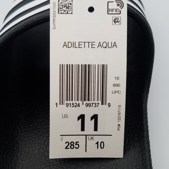 NEW Women's 11 (Men's 10) Adidas Adilette Aqua Slides in Black - Picture 7 of 8